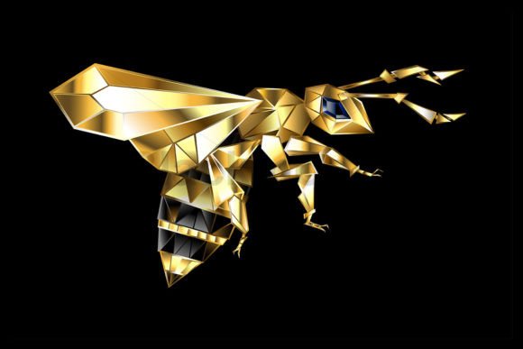 Download Flying Gold Polygonal Bee - Premium Resources