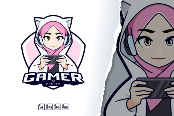 Download Cute Hijab Gamer Girl Logo Template - Logo template Collection