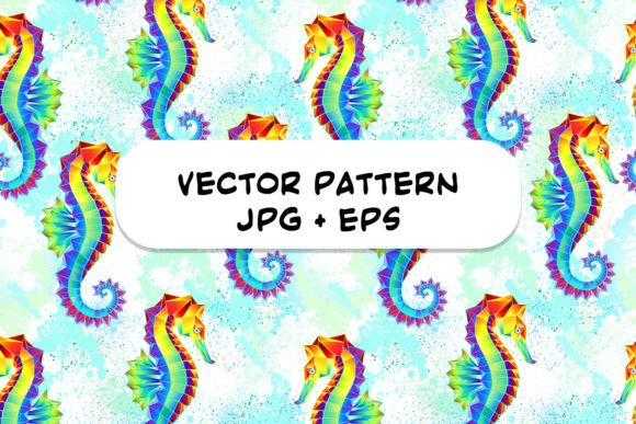 Download Seamless with Rainbow Polygonal Seahorse - Premium Resources